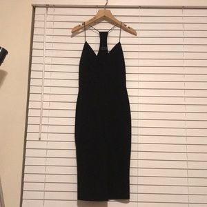 Black midi v neck dress from Forever
